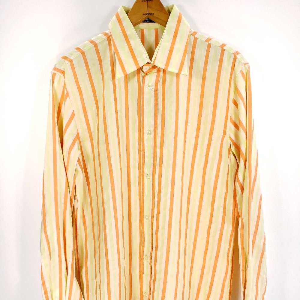 Chameleon Shirt Men's XXL Multicolored Striped Long Sleeve Button Front Italy
